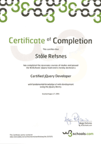 jQuery Certificate